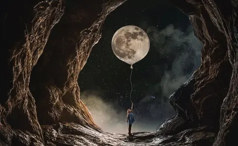 Moon Balloon Fantasy Wallpaper