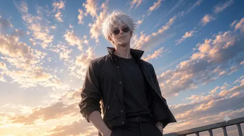 Gojo Satoru Sky Wallpaper 4K (Sunset Aesthetic Jujutsu Kaisen Background)