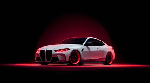 White BMW M4 Neon 4K Wallpaper