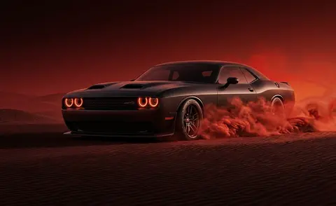 Dodge Challenger SRT Demon Wallpaper 4K (Dark Desert Muscle Car Ultra HD Background)
