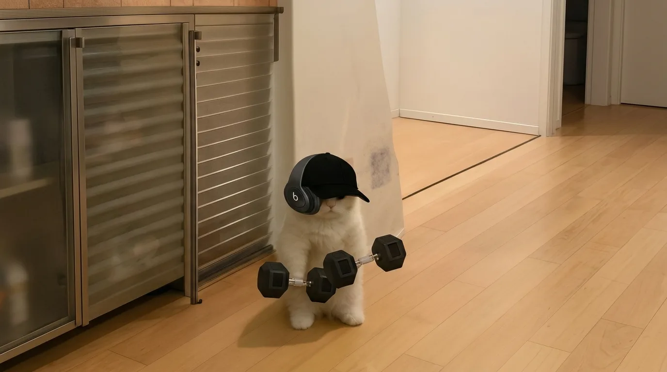 Funny Gym Cat Wallpaper 4K wallpaper — 1376×768