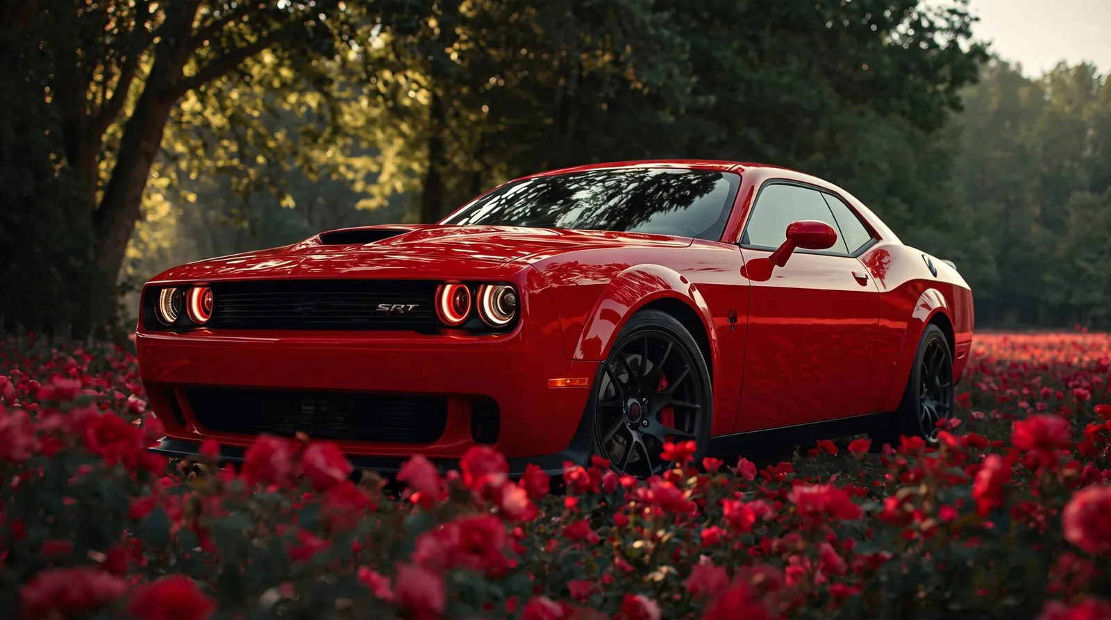 Red Dodge Challenger SRT 4K Wallpaper wallpaper — 2560×1429