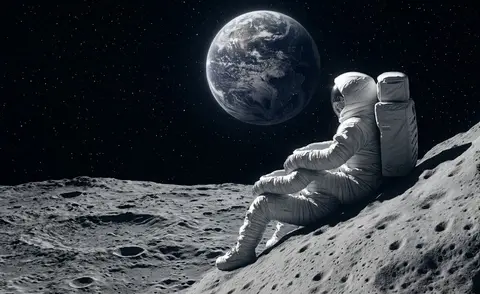 Astronaut Moon Earth Wallpaper