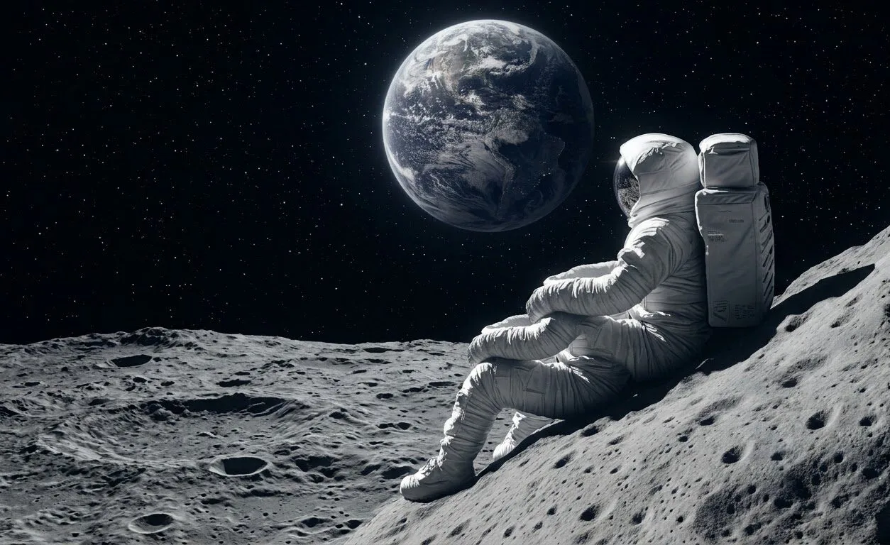 Astronaut Moon Earth Wallpaper wallpaper — 1254×768