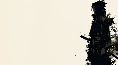 Sasuke Uchiha Minimalist Black & White Anime Wallpaper 4K