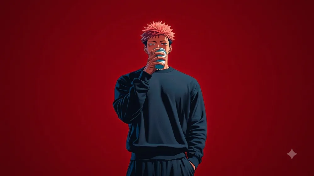 Yuji Itadori Minimal Wallpaper 4K (Red Aesthetic Jujutsu Kaisen Background) wallpaper — 998×561